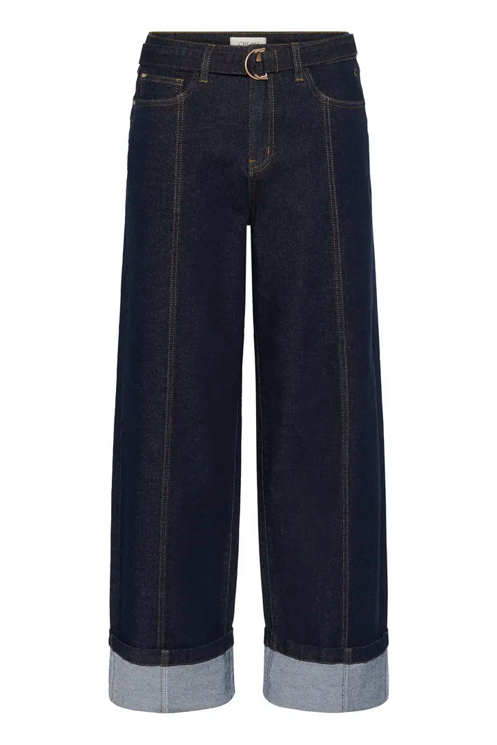 Jean structuré avec coutures visibles et ceinture à anneau en D Robina