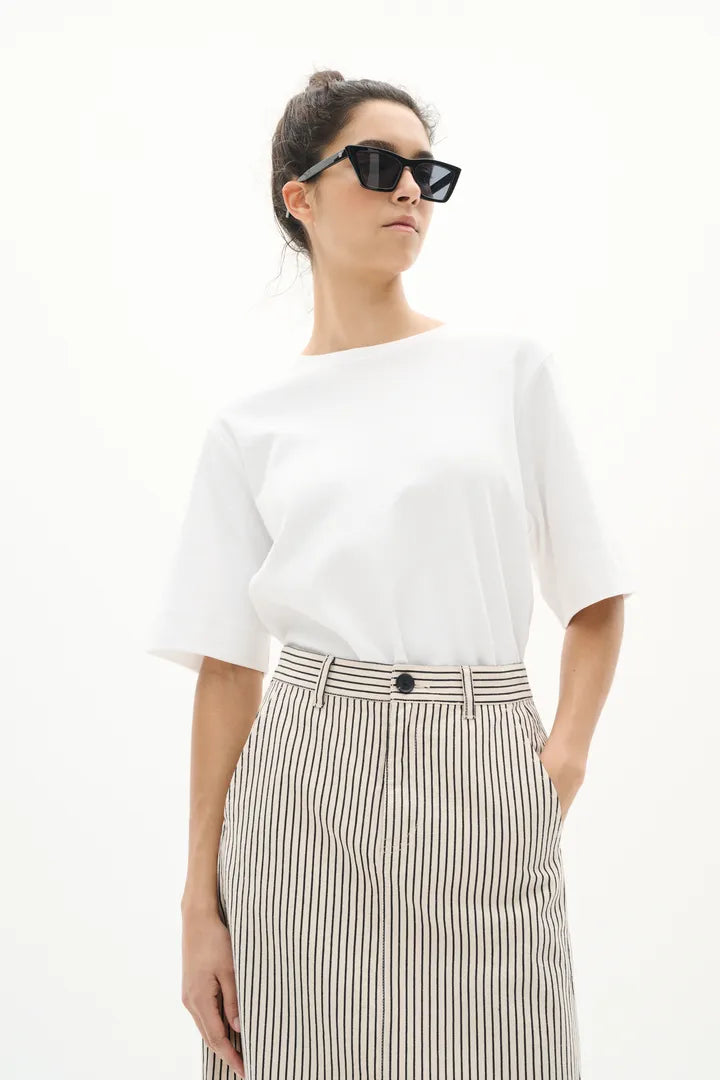 Jupe crayon avec rayures en lin Bai