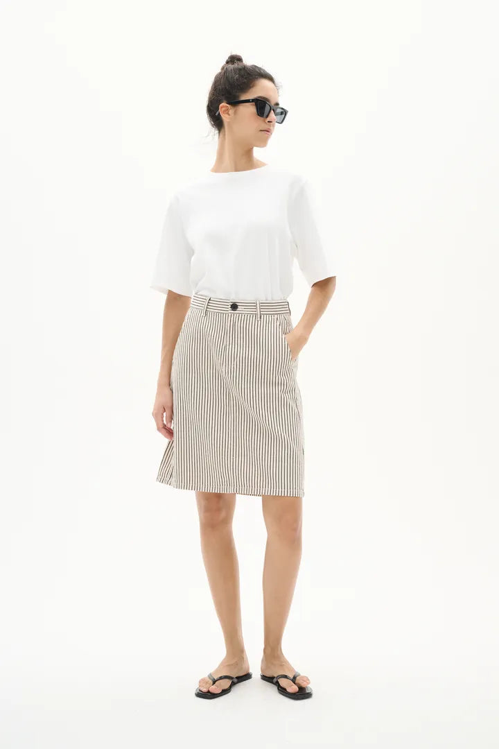 Jupe crayon avec rayures en lin Bai
