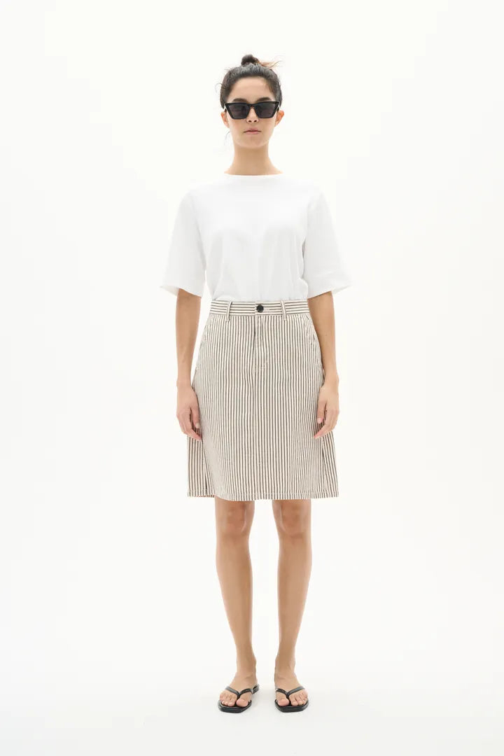 Jupe crayon avec rayures en lin Bai