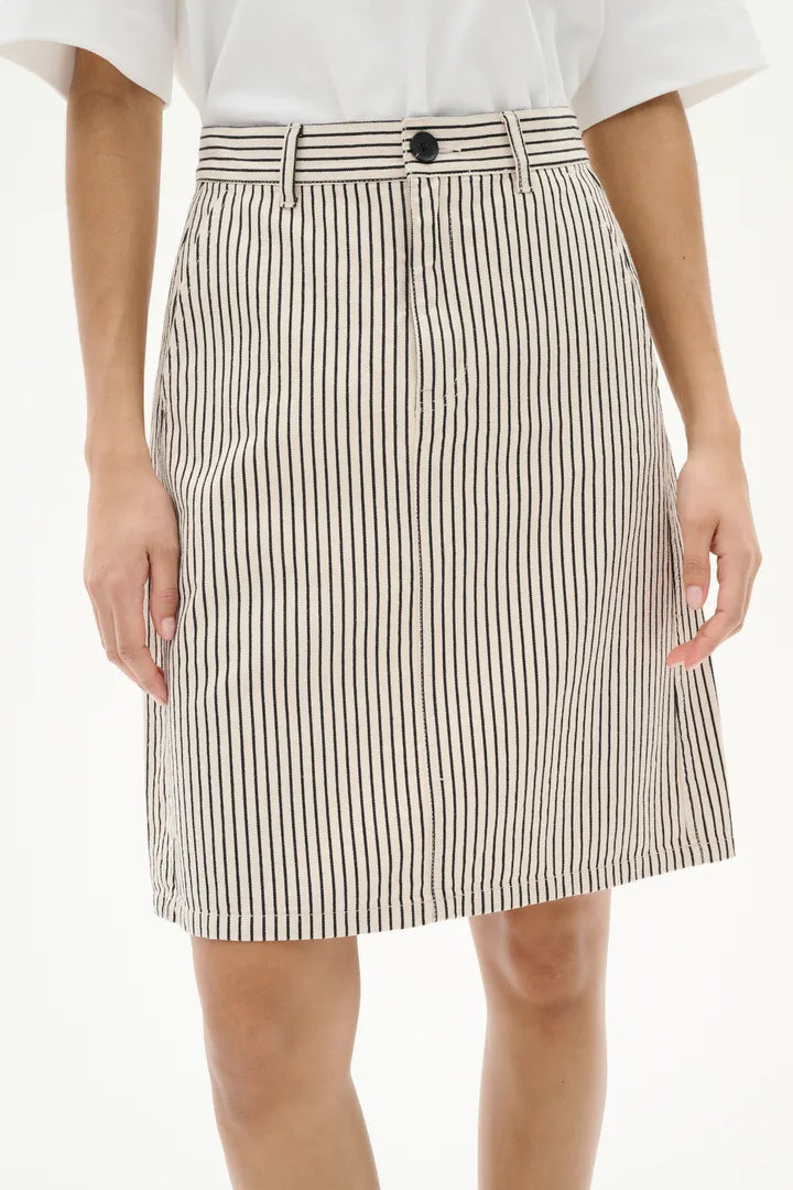 Jupe crayon avec rayures en lin Bai