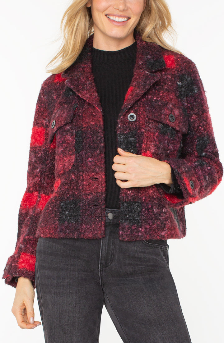 Veste à carreaux texturée