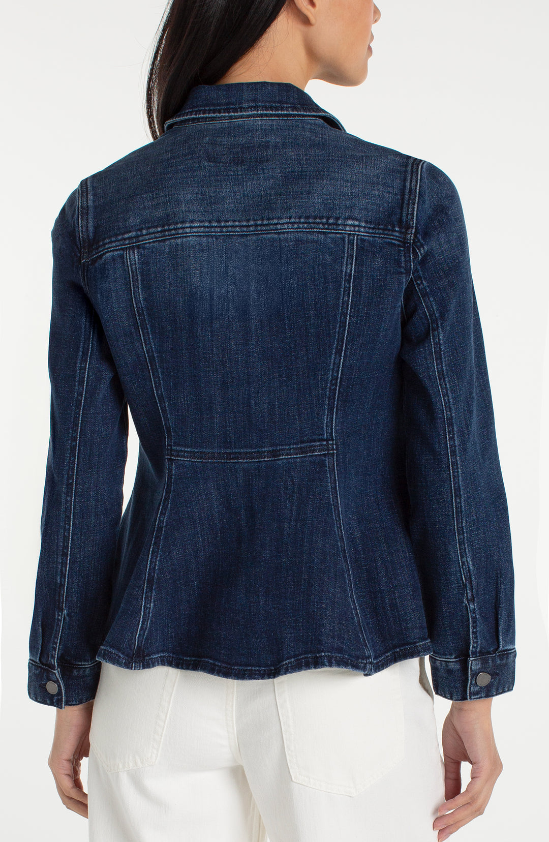 Veste en denim cintrée évasée - En coton extensible