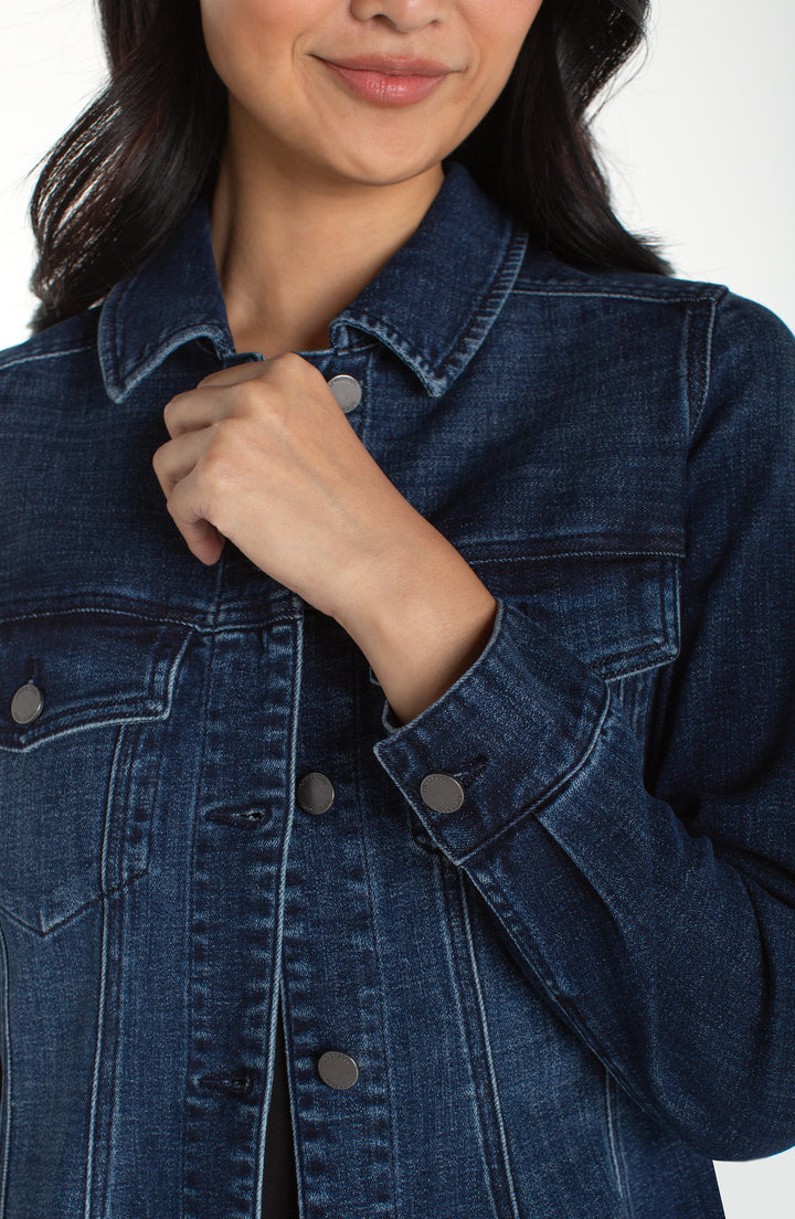 Veste en denim cintrée évasée - En coton extensible