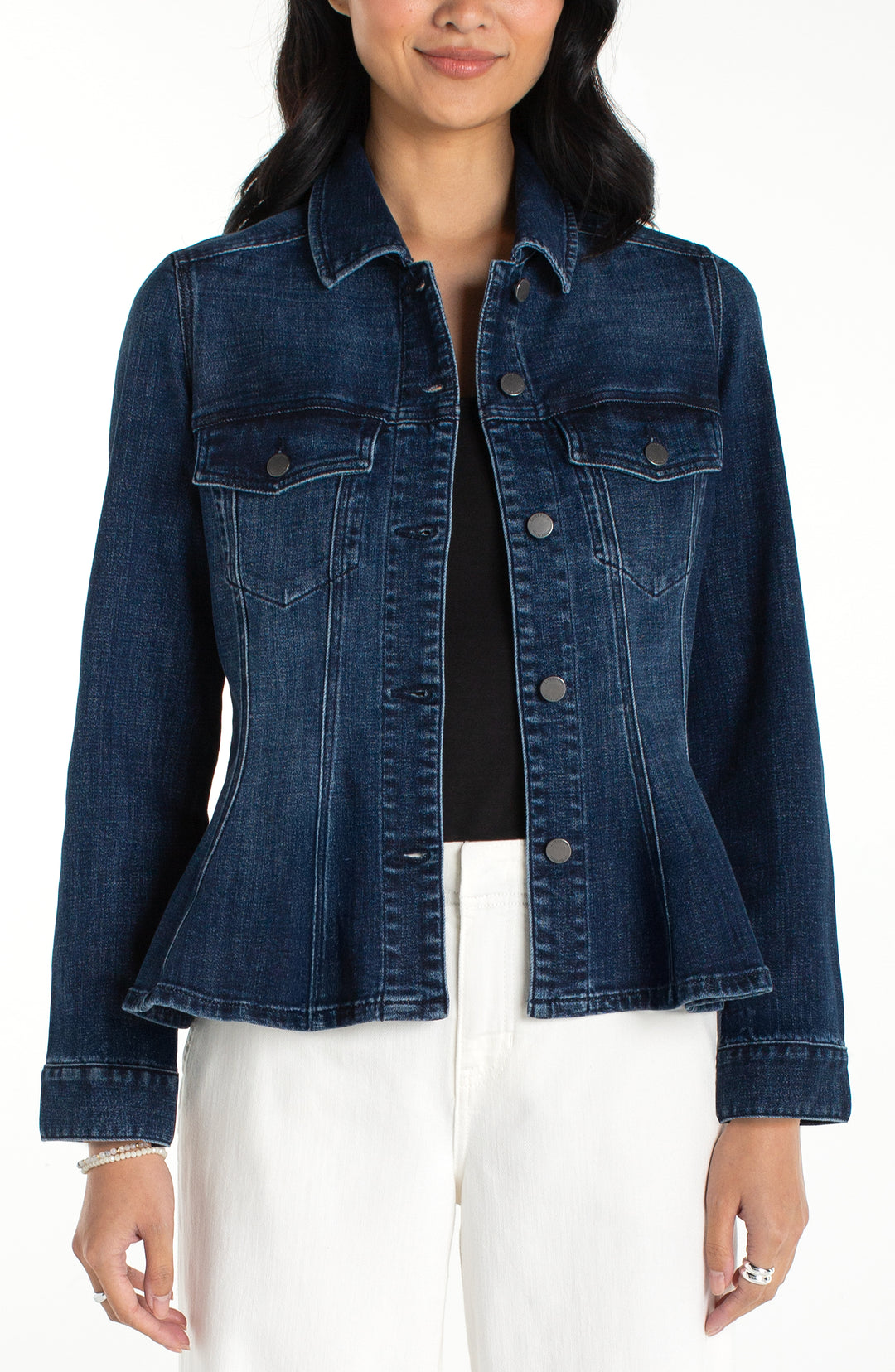 Veste en denim cintrée évasée - En coton extensible