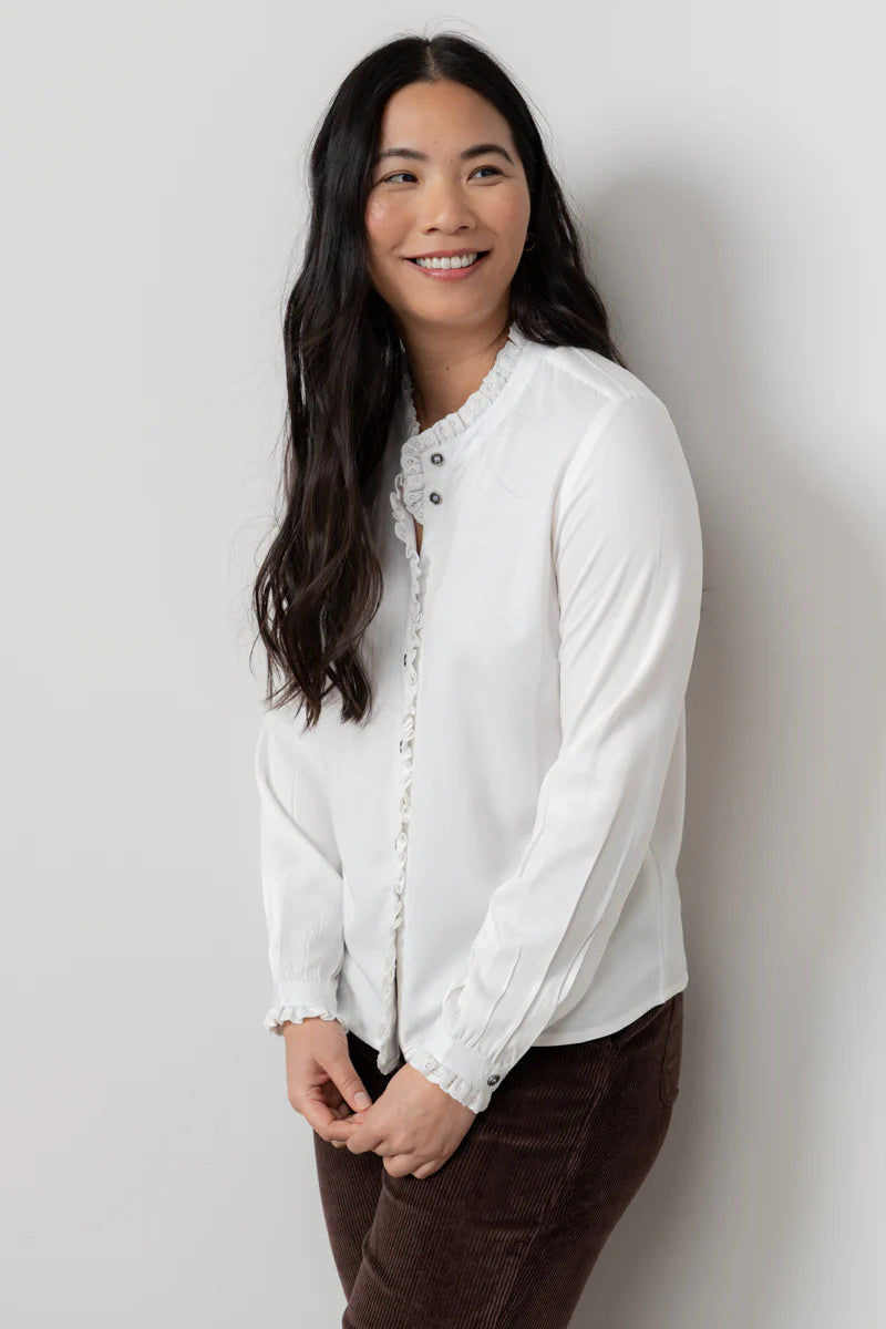 Chemisier à col et boutonnière détaillé Sage