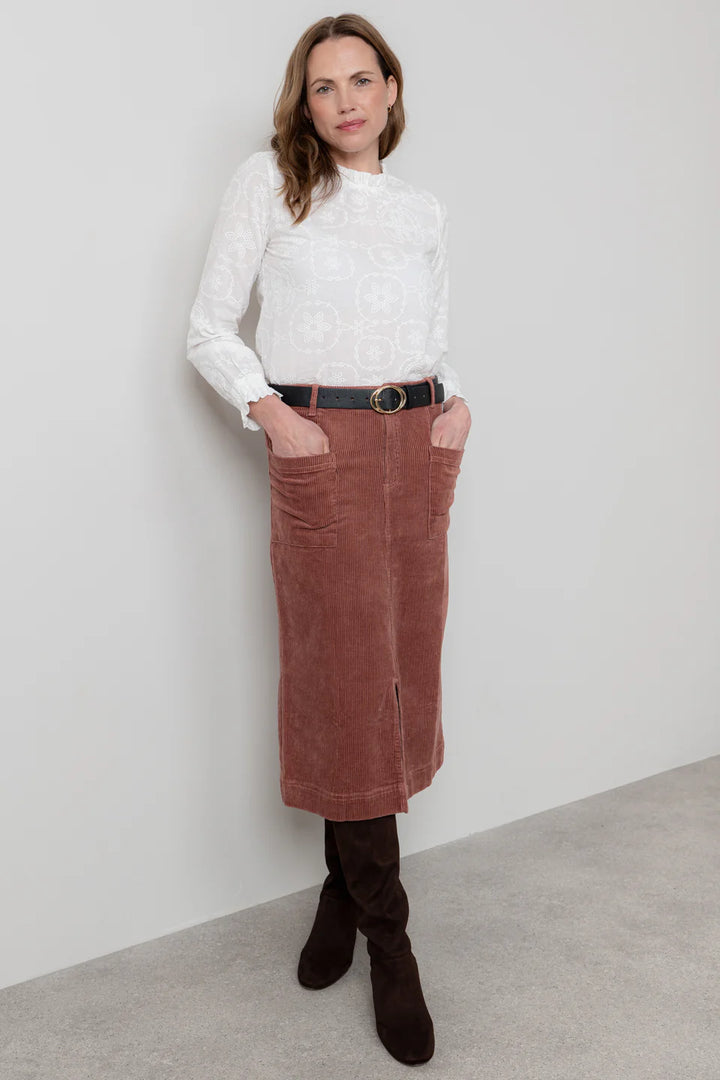 Jupe midi en velours côtelé Penrose