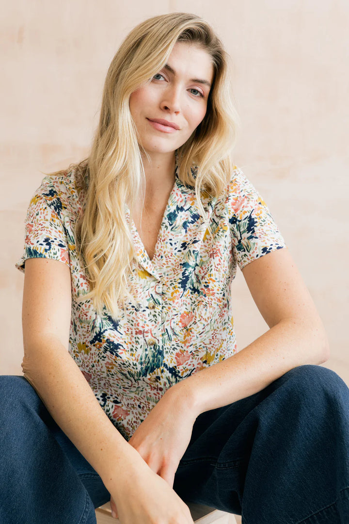 Blouse décontractée Pippa - En coton bio texturé au motif artistique