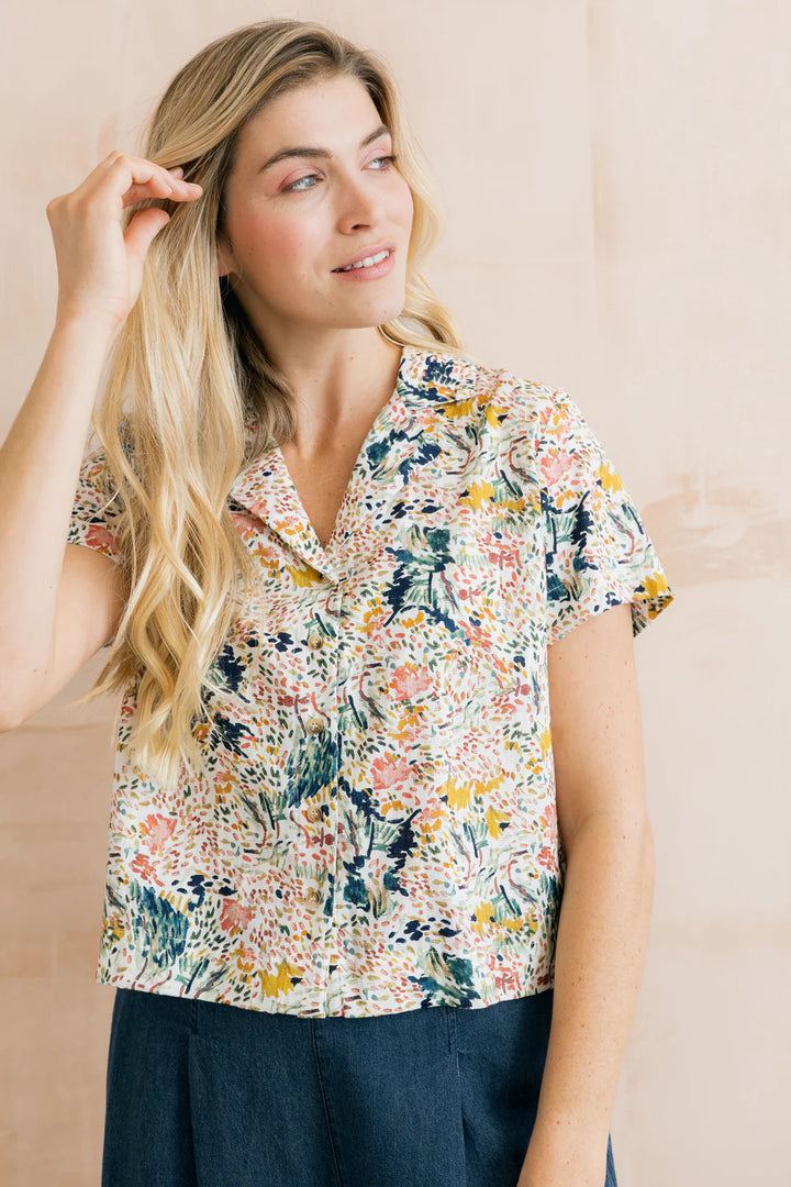 Blouse décontractée Pippa - En coton bio texturé au motif artistique