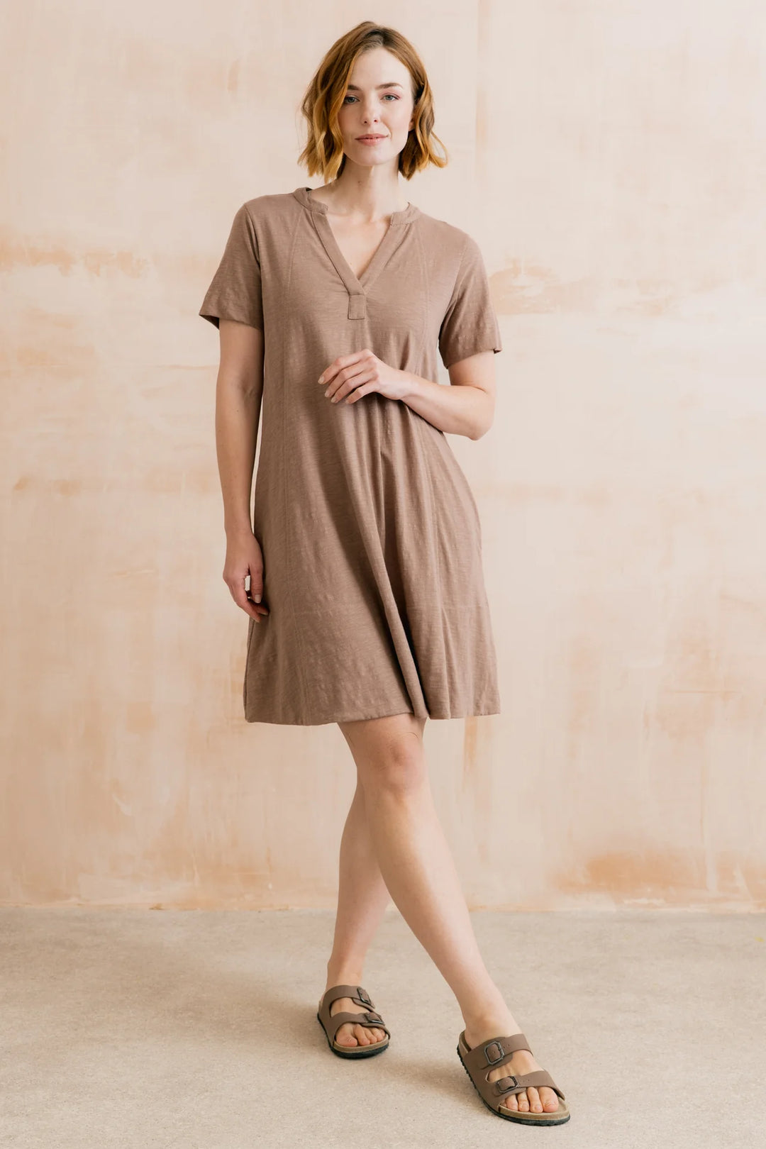 Robe en coton - Légère écoresponsable à col mandarin