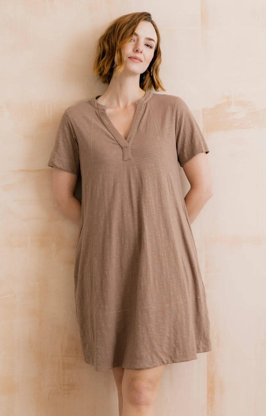 Robe en coton - Légère écoresponsable à col mandarin