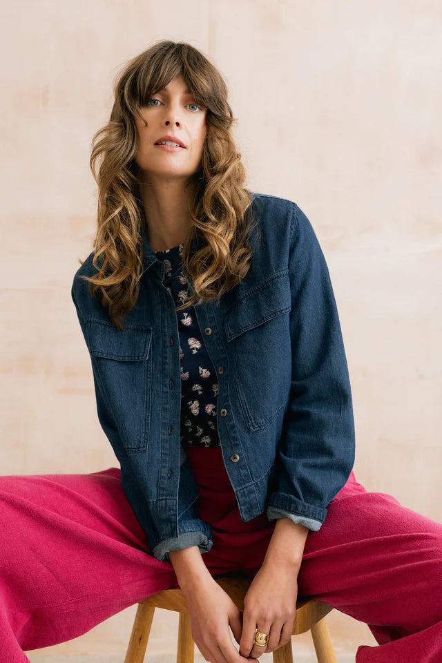 Veston en denim léger Grasslands - Courte en coton et lin