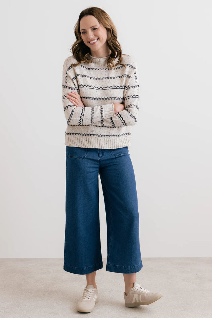 Chandail rayé en maille texturée Kirstie - Coupe décontractée