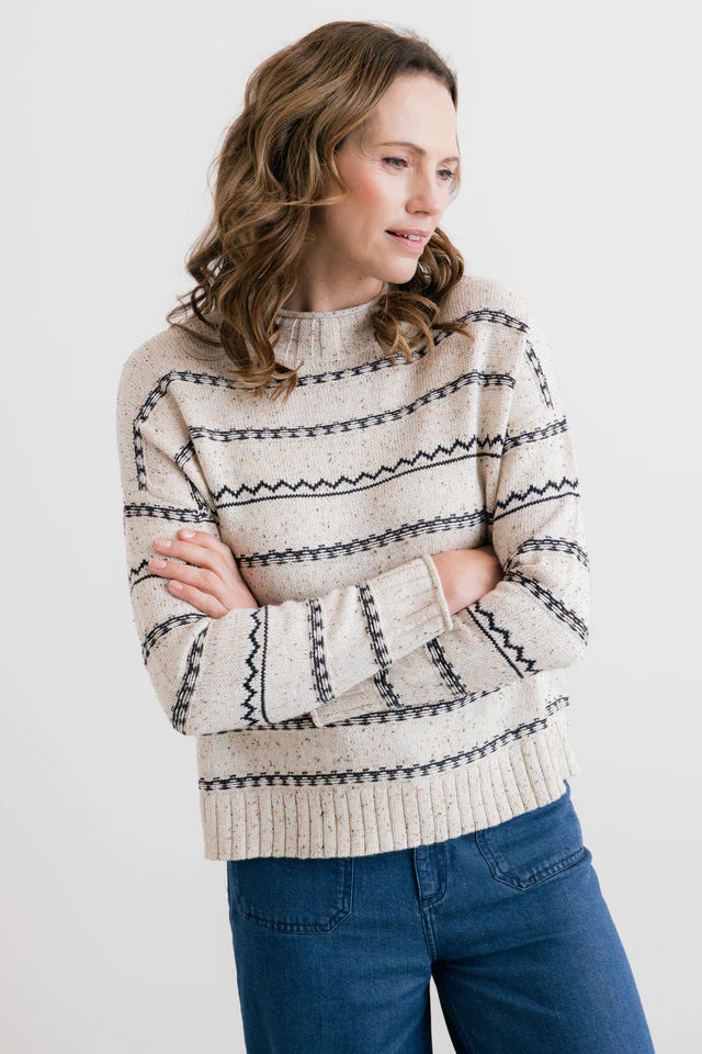Chandail rayé en maille texturée Kirstie - Coupe décontractée