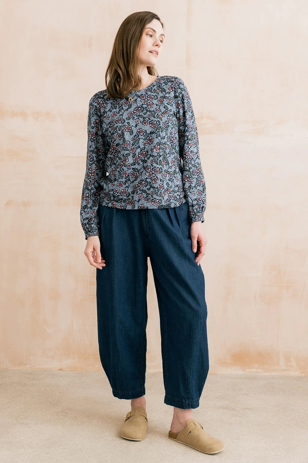 Haut à imprimé floral Caroline – En pur coton biologique flammé