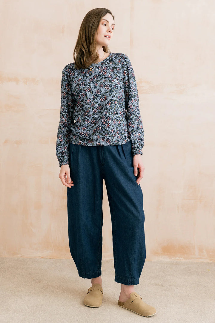 Haut à imprimé floral Caroline – En pur coton biologique flammé