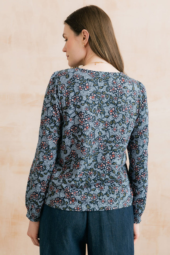 Haut à imprimé floral Caroline – En pur coton biologique flammé