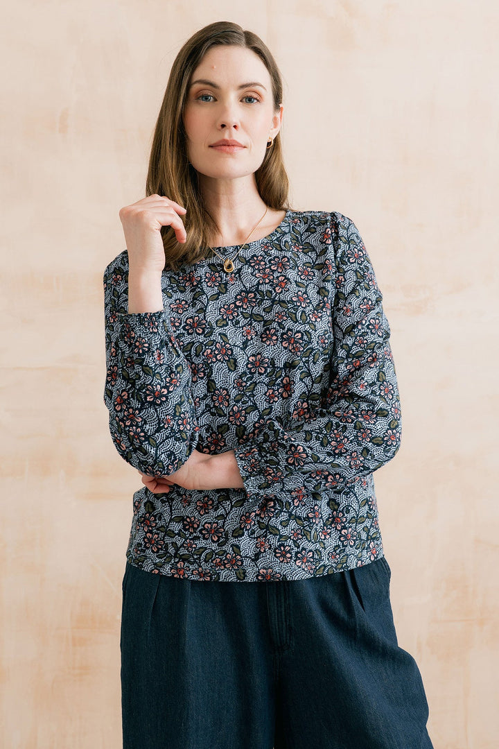 Haut à imprimé floral Caroline – En pur coton biologique flammé