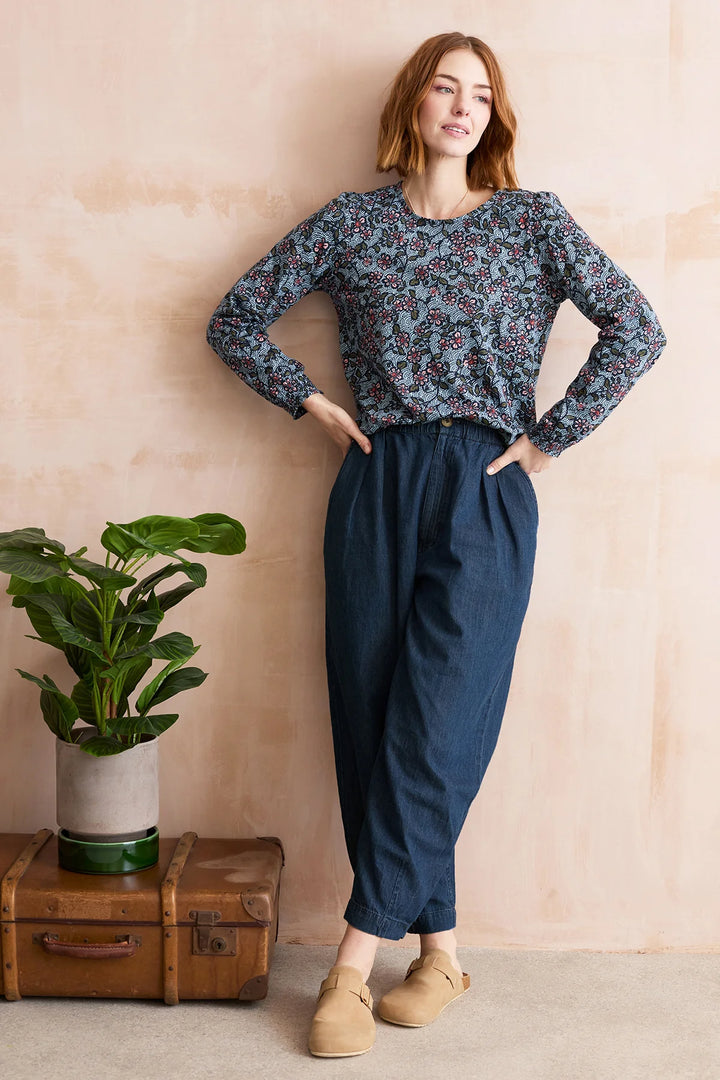 Haut à imprimé floral Caroline – En pur coton biologique flammé