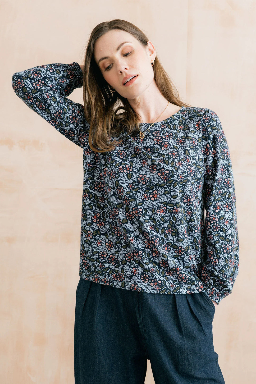Haut à imprimé floral Caroline – En pur coton biologique flammé