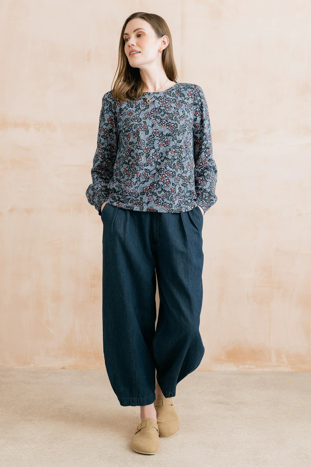 Haut à imprimé floral Caroline – En pur coton biologique flammé