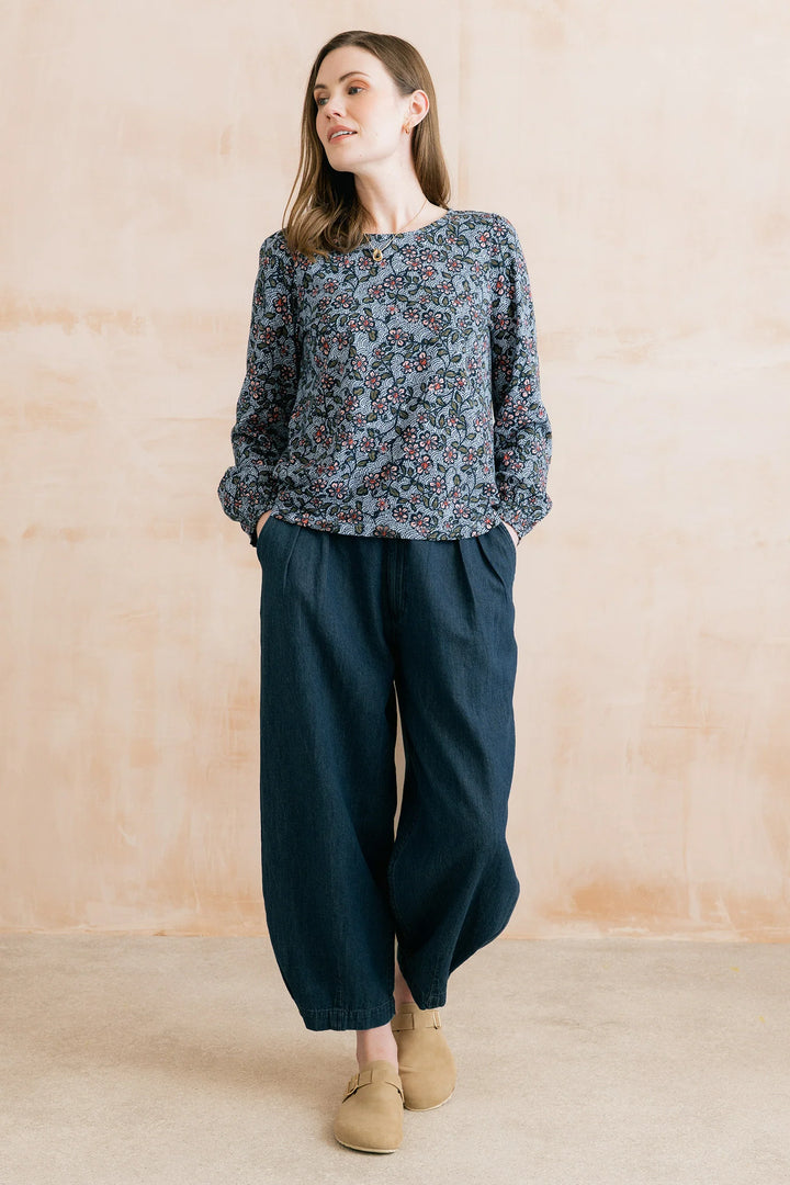 Haut à imprimé floral Caroline – En pur coton biologique flammé