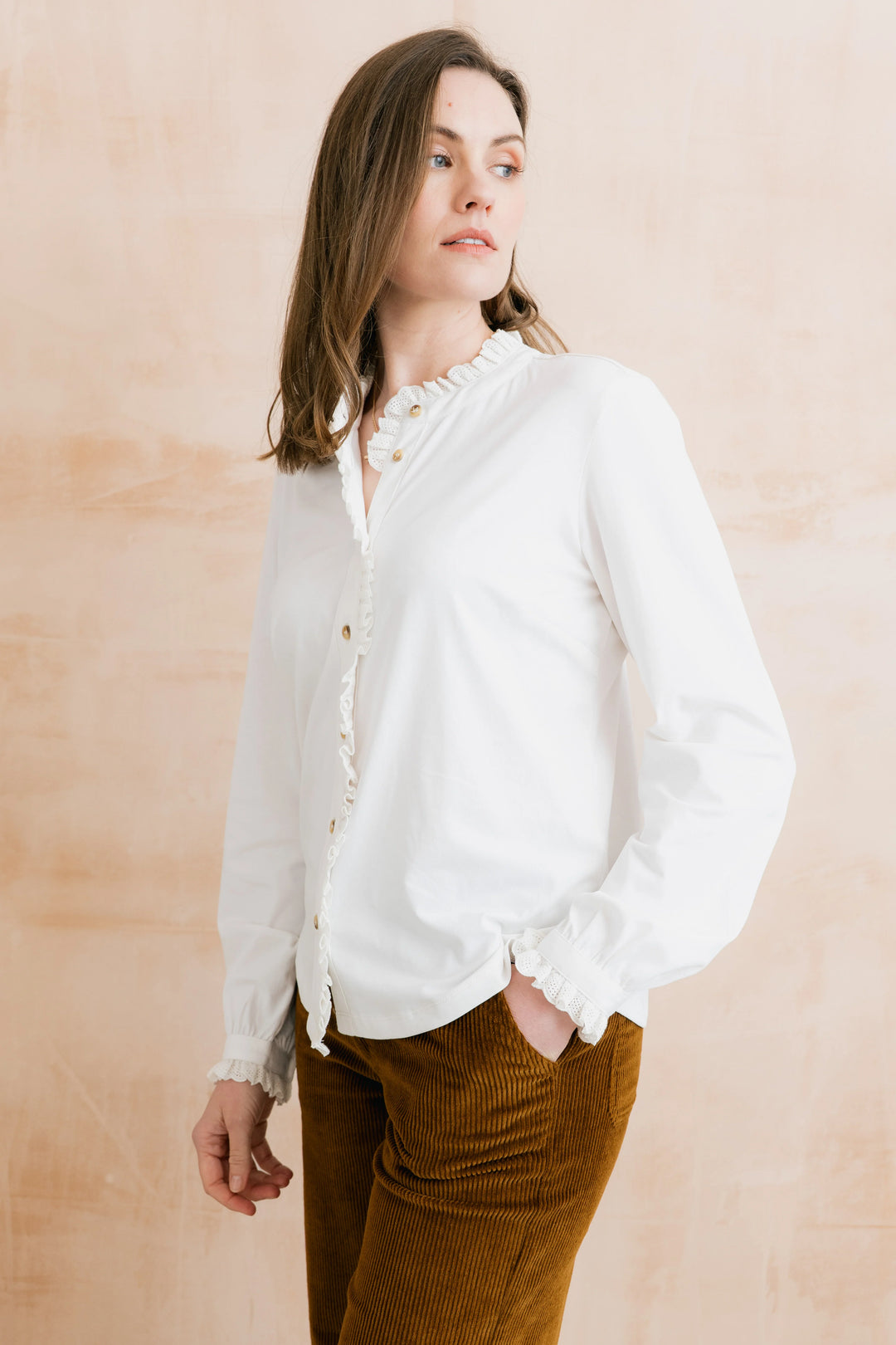 Chemise classique Sage - En mélange de coton biologique