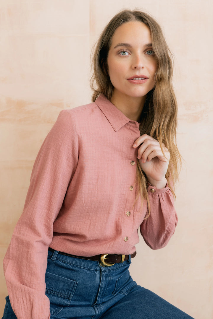 Chemise boutonnée à carreaux Ana - En pur coton biologique