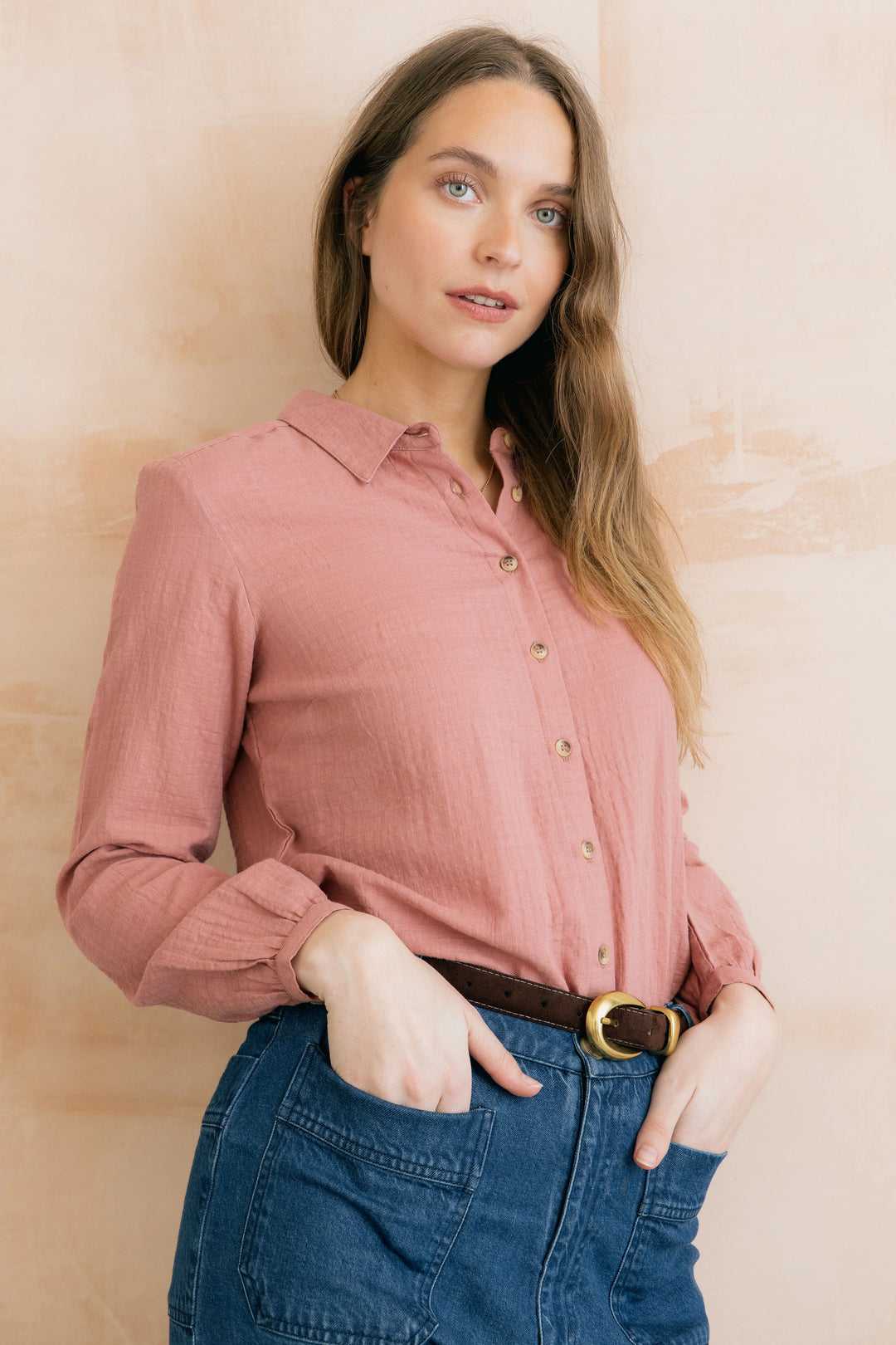 Chemise boutonnée à carreaux Ana - En pur coton biologique