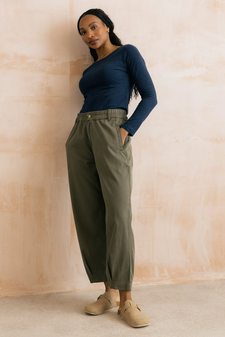 Pantalon en lyocell et coton Shirin - Coupe droite avec ceinture élastique