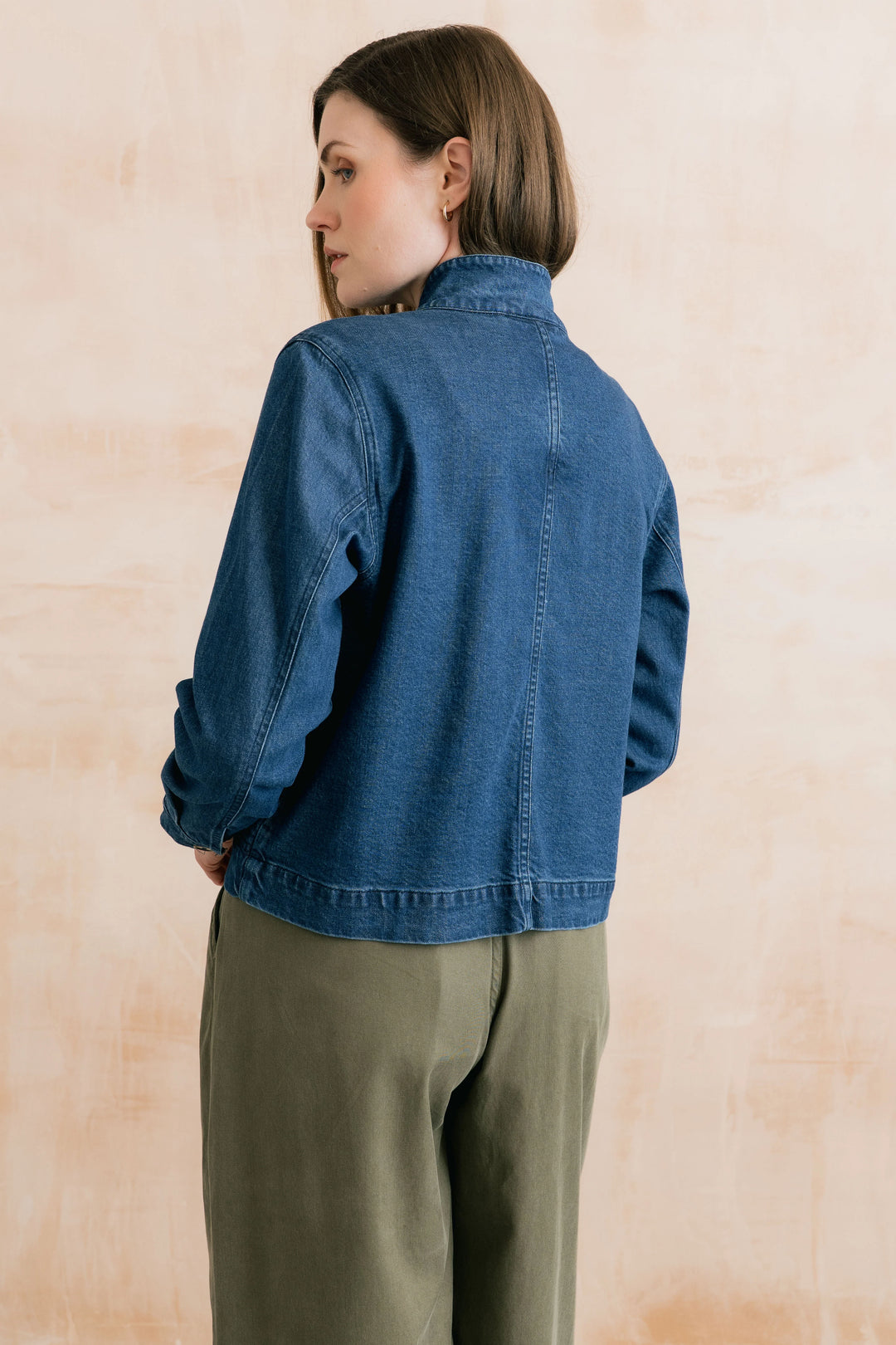 Blouson boutonné Docklands - En denim extensible à col montant