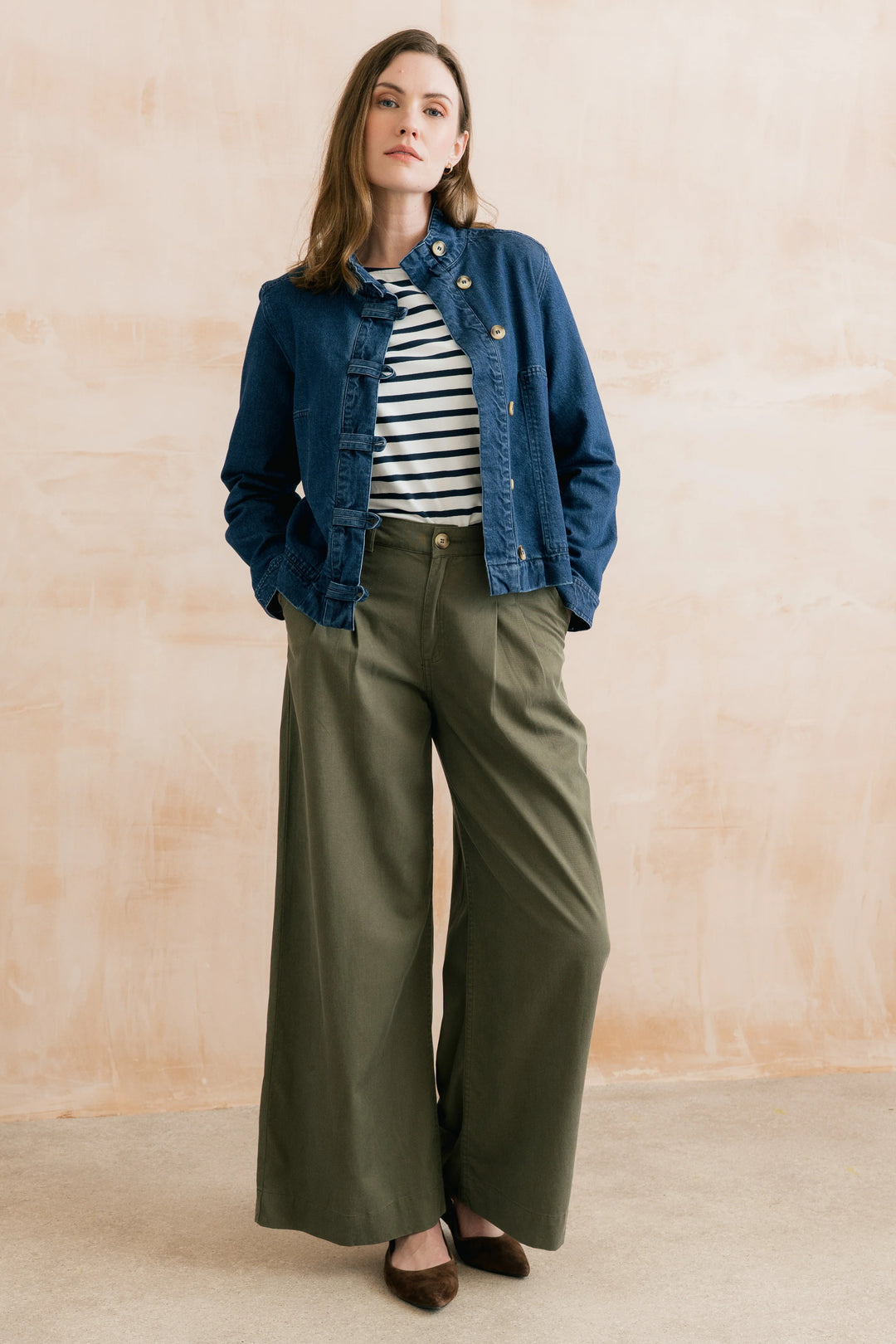 Blouson boutonné Docklands - En denim extensible à col montant