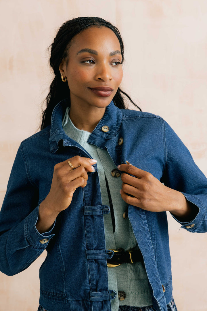 Blouson boutonné Docklands - En denim extensible à col montant