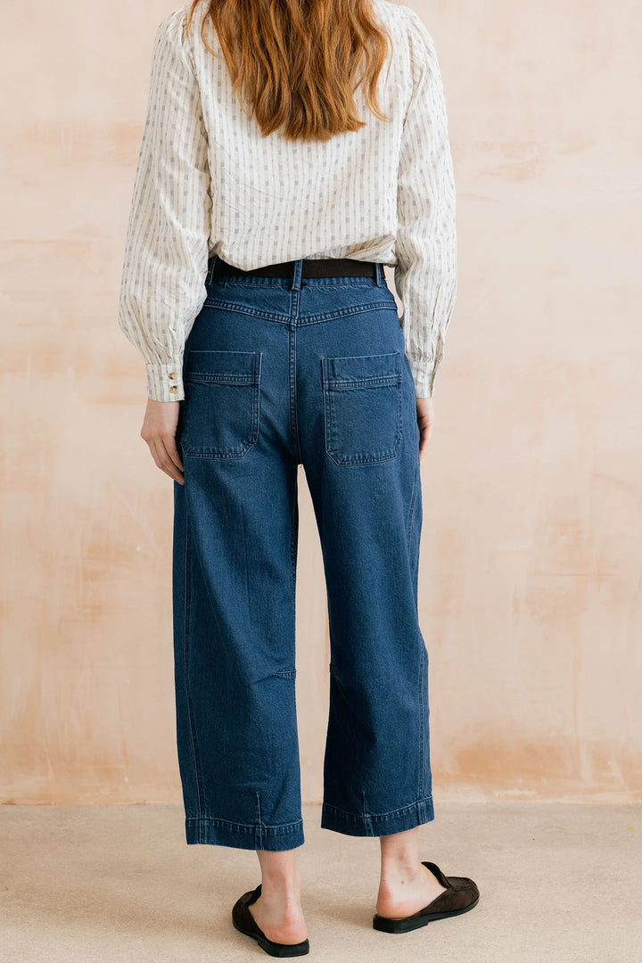 Jeans à jambe large et taille haute Georgia - En denim extensible