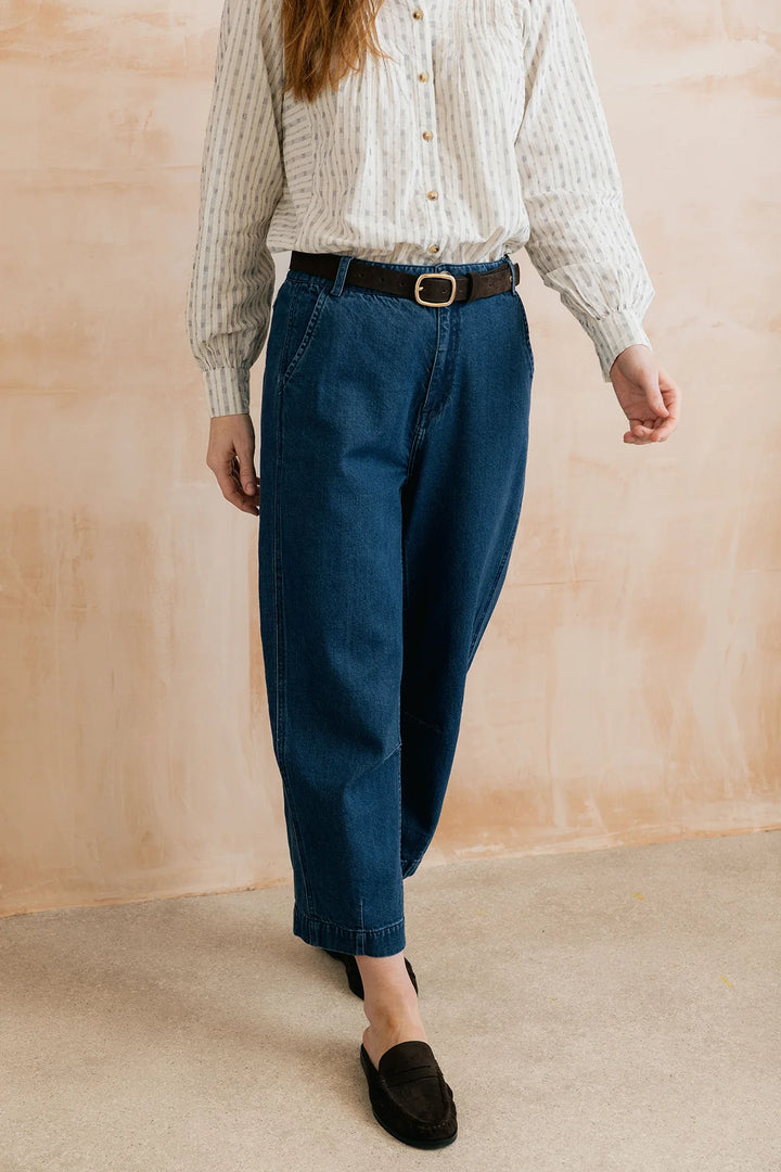 Jeans à jambe large et taille haute Georgia - En denim extensible