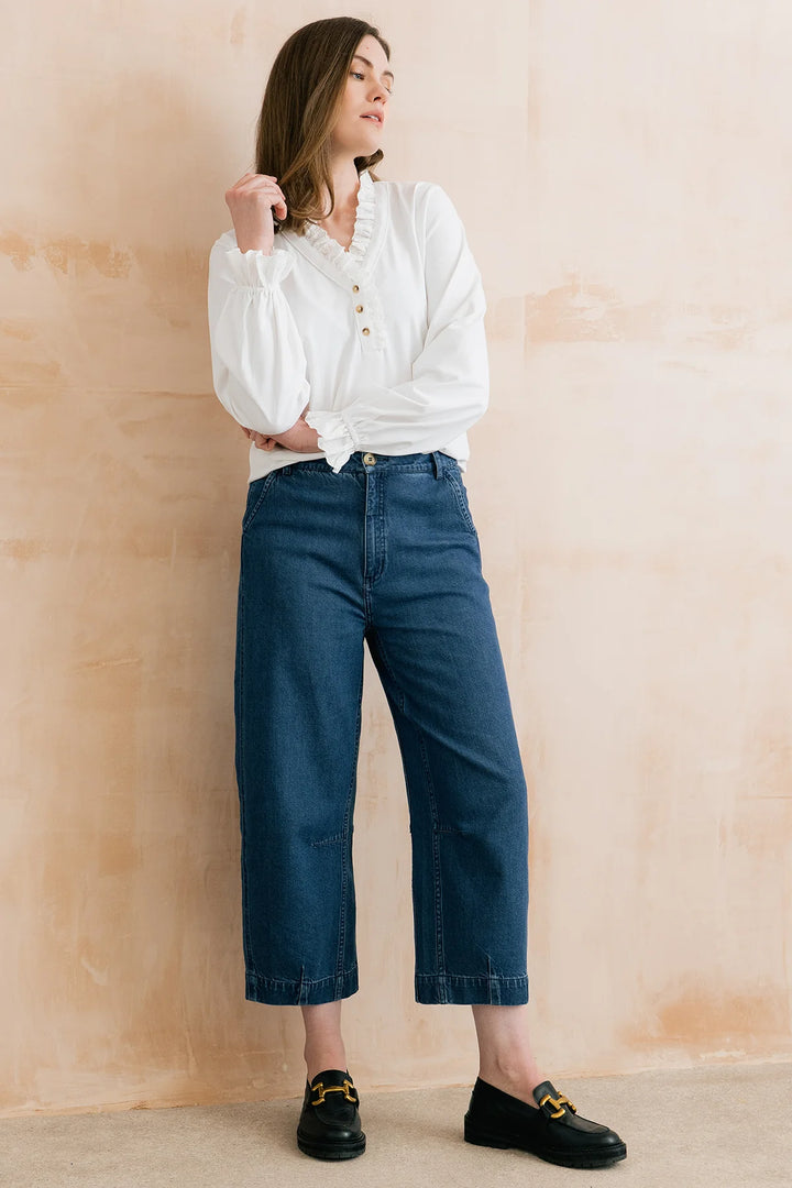 Jeans à jambe large et taille haute Georgia - En denim extensible