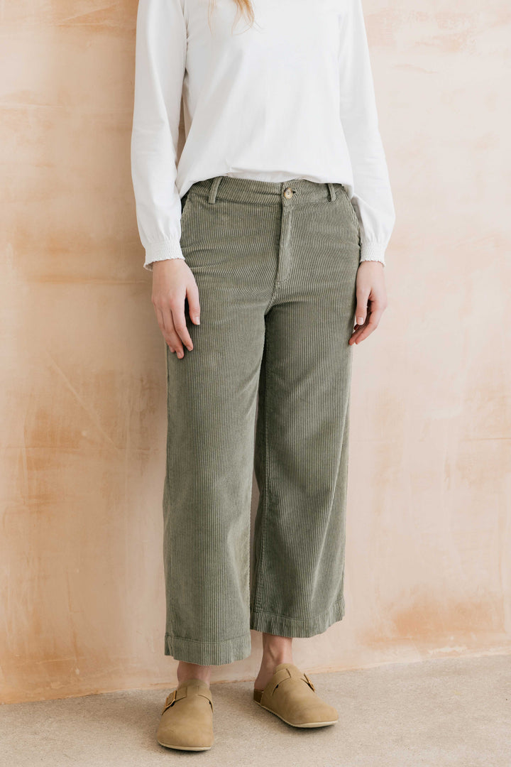 Pantalon à jambe large Isla - En velours côtelé extensible