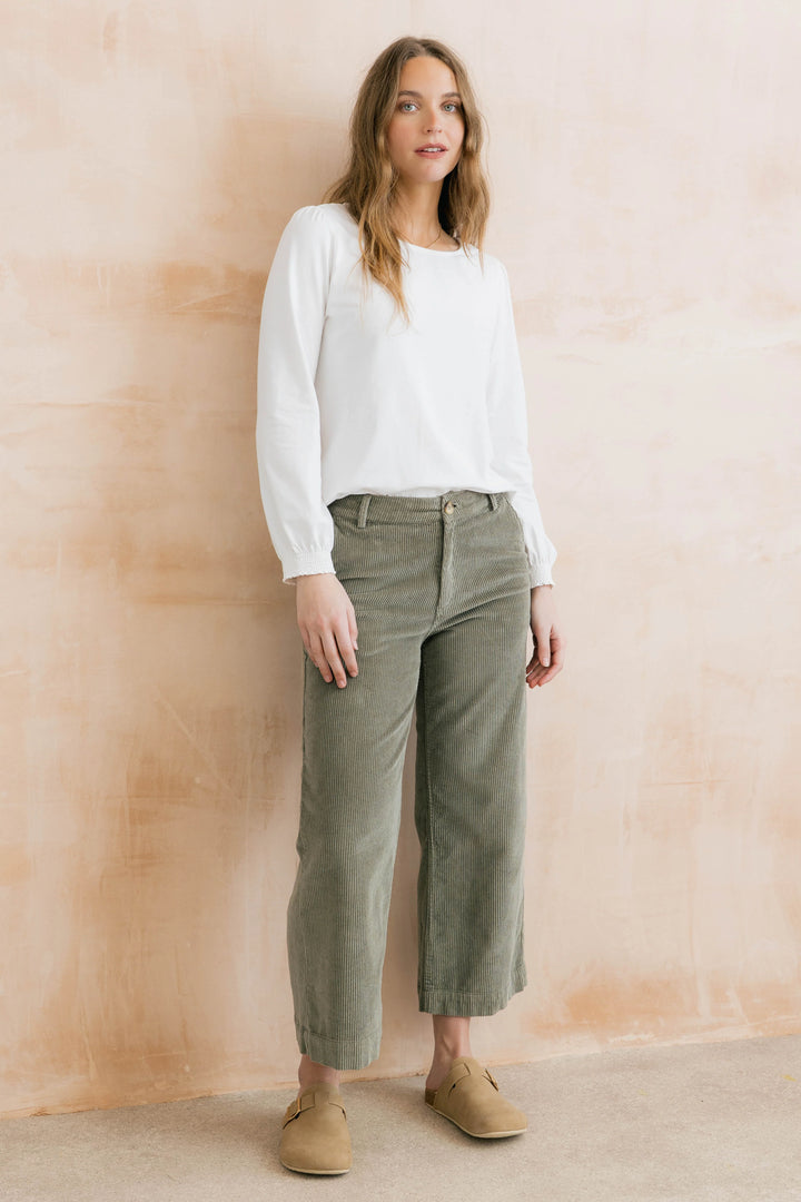 Pantalon à jambe large Isla - En velours côtelé extensible