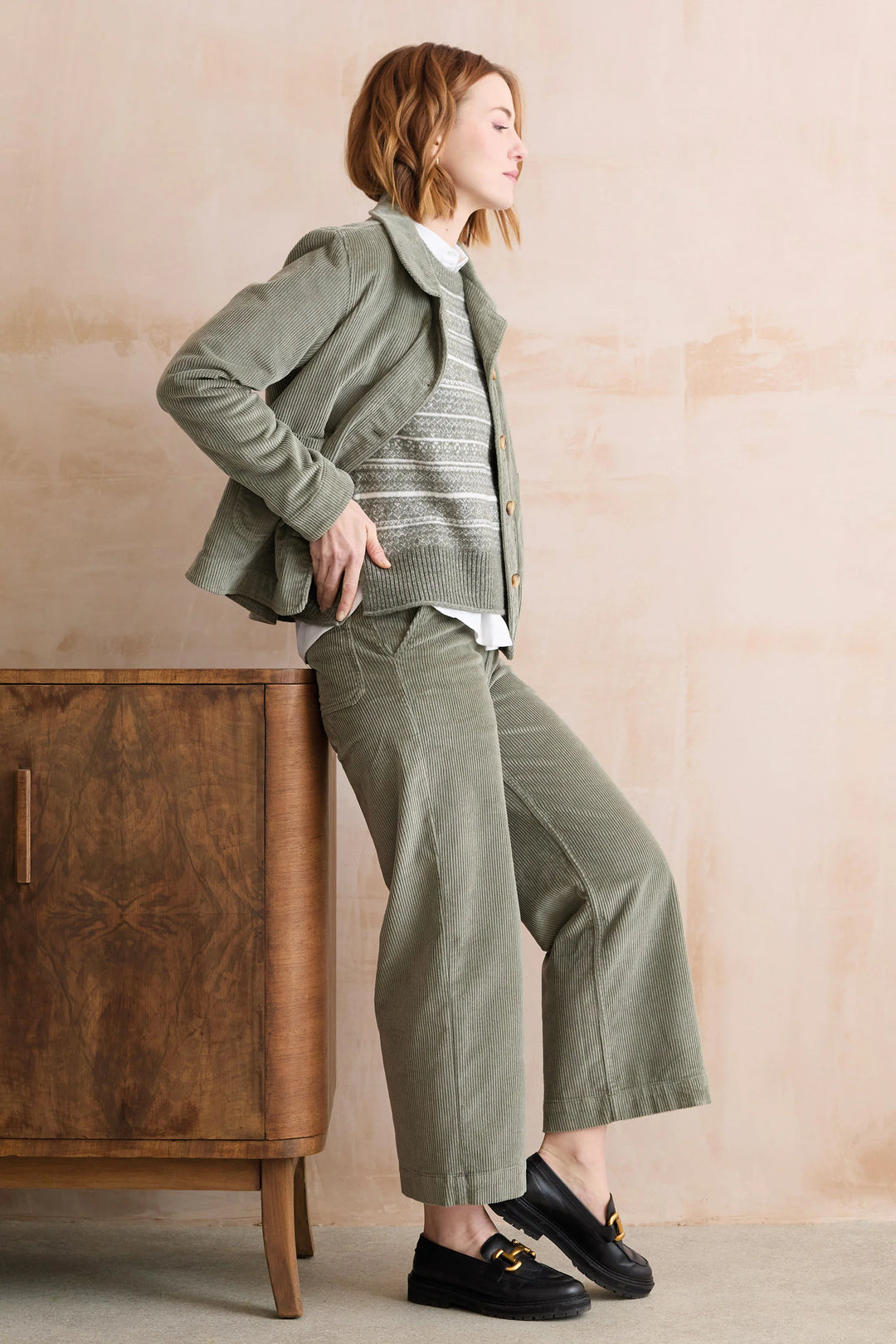 Pantalon à jambe large Isla - En velours côtelé extensible