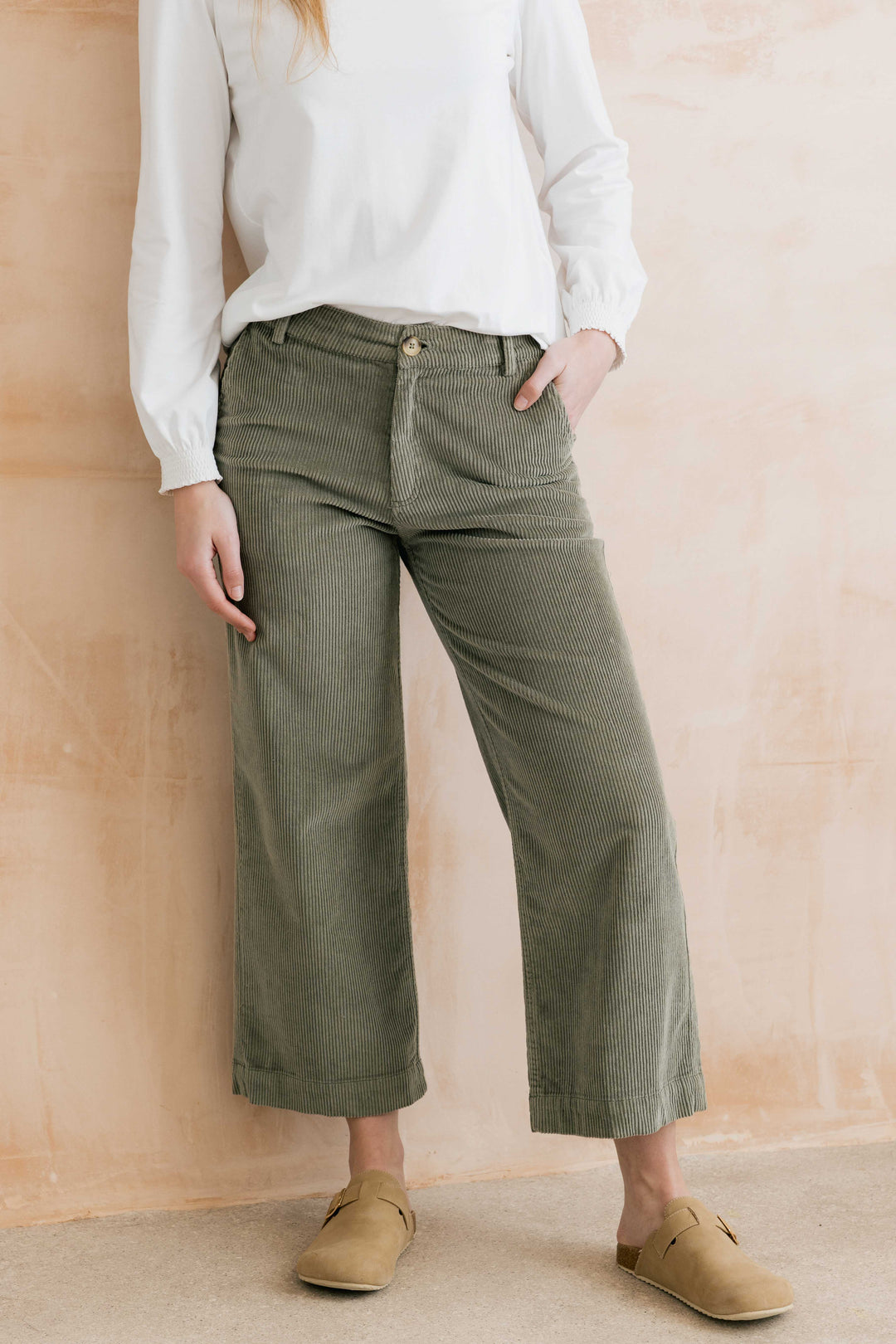 Pantalon à jambe large Isla - En velours côtelé extensible