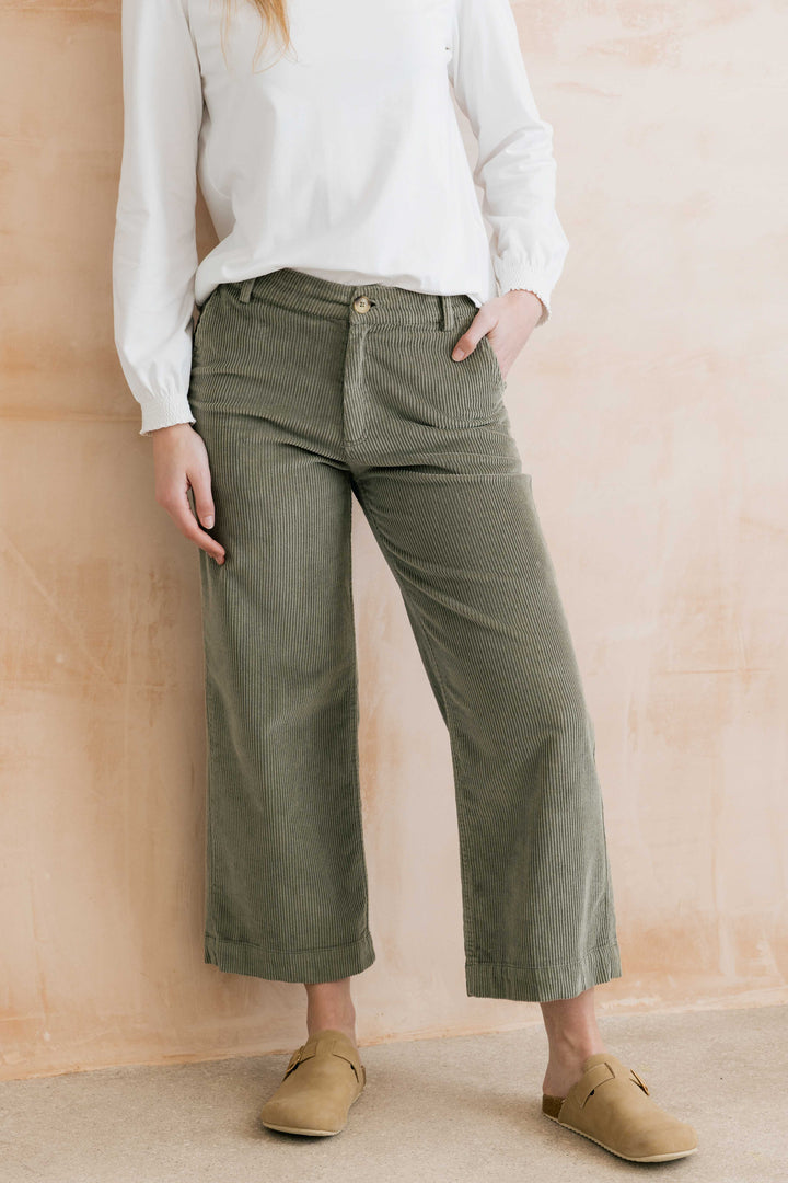Pantalon à jambe large Isla - En velours côtelé extensible