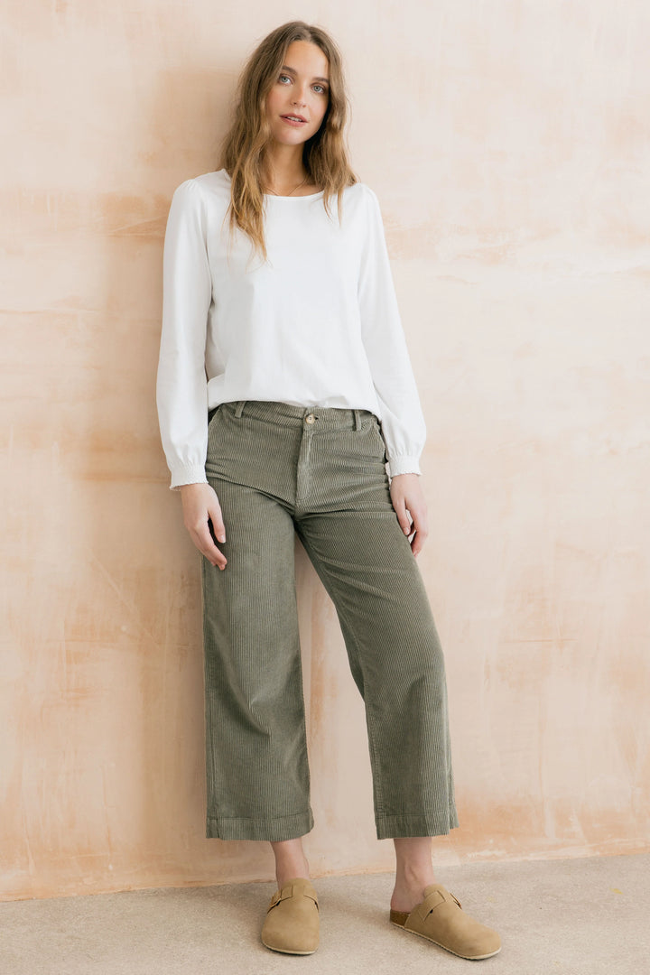 Pantalon à jambe large Isla - En velours côtelé extensible