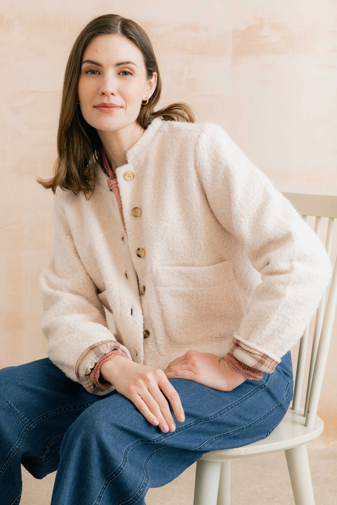 Veste réversible en coton Scarlet - Deux-en-un à col mandarin et poches pratiques