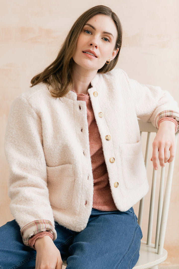 Veste réversible en coton Scarlet - Deux-en-un à col mandarin et poches pratiques