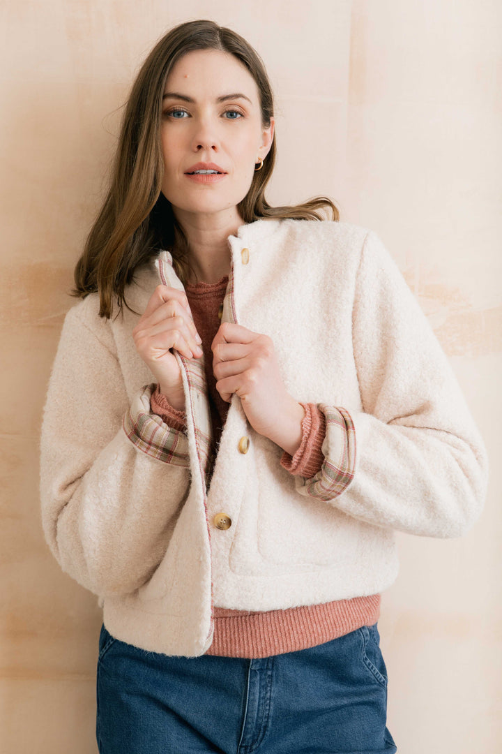 Veste réversible en coton Scarlet - Deux-en-un à col mandarin et poches pratiques
