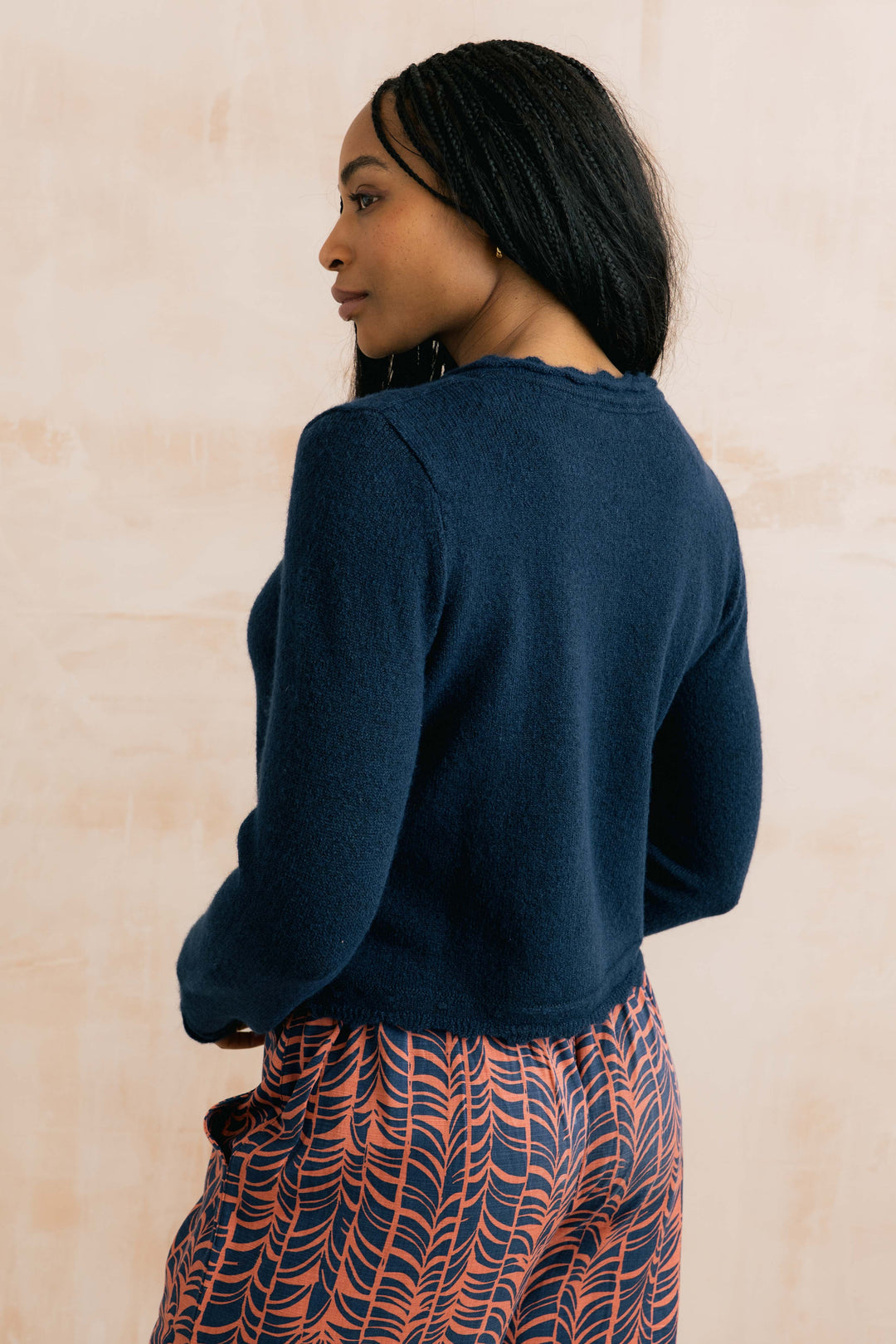 Cardigan boutonné en maille festonnée Elodie - Mélange d'alpaga