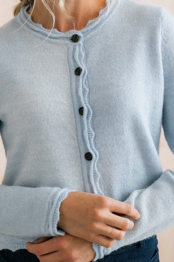 Cardigan boutonné en maille festonnée Elodie - Mélange d'alpaga