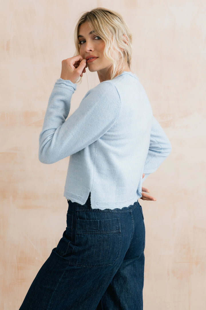 Cardigan boutonné en maille festonnée Elodie - Mélange d'alpaga