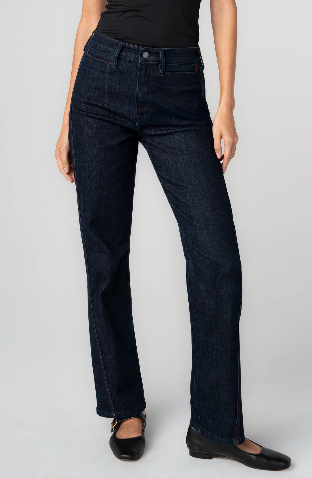 Jeans à jambe droite Kennedy - À taille mi-haute et mélange de coton