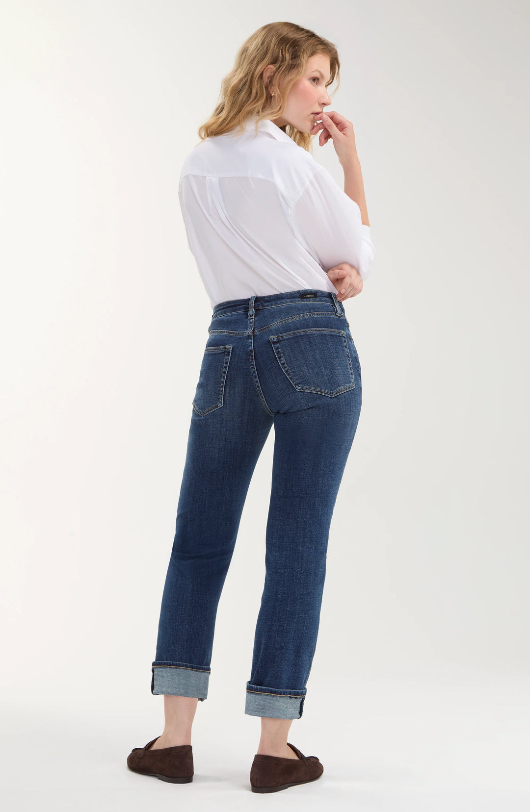 Jeans coupe droite avec ourlets aux chevilles Marley - Mélange de coton